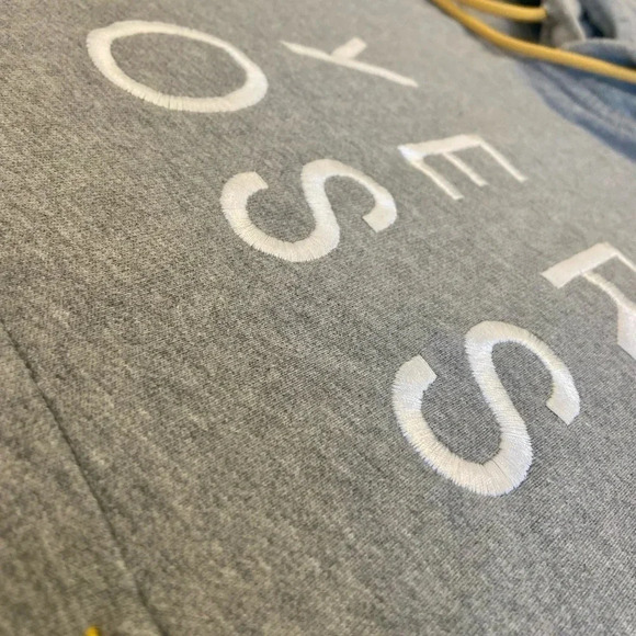 PYER MOSS Cropped Grey Logo Hoodie size Small - Picture 3 of 11